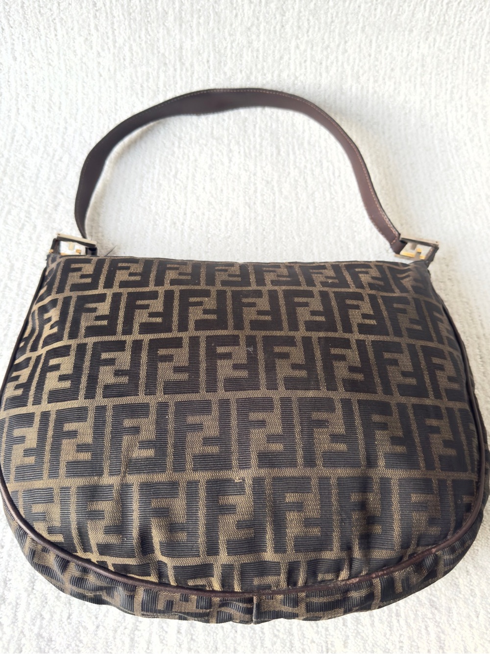 Fendi Brown and Dark Brown FF Zucca Shoulder Bag